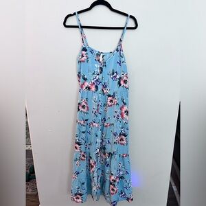 Floral Tiered Summer Dress Midi-length Button-down